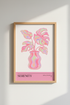 Holographic Pink Monstera Wall Art Print | Retro Gallery Decor | Pastel Aesthetic Poster