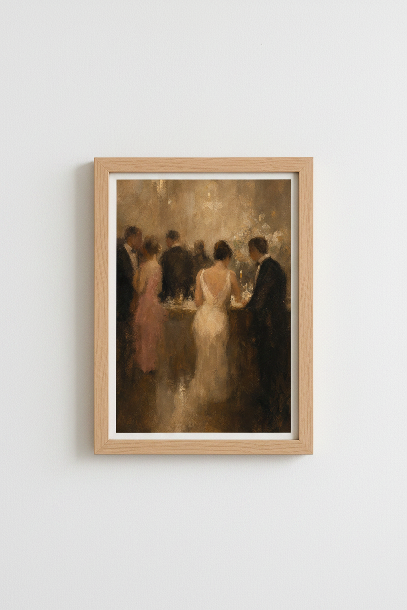 Romantic Wedding Art | Impressionist Warm Tones, Living Room Decor