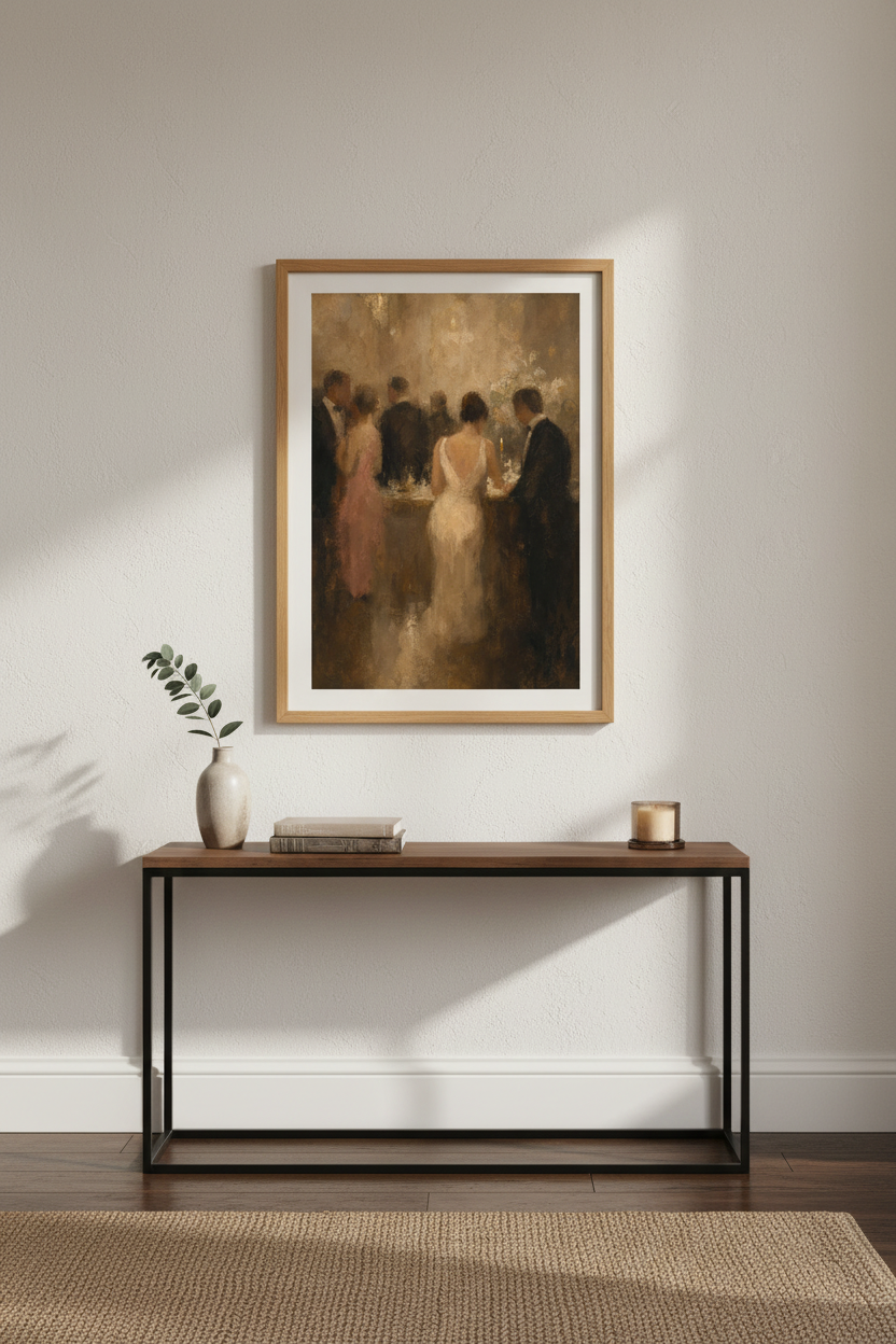 Romantic Wedding Art | Impressionist Warm Tones, Living Room Decor