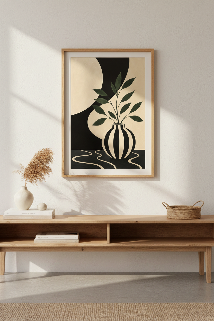 Minimalist Vase Wall Art Print | Living Room Decor | Neutral Aesthetic Poster