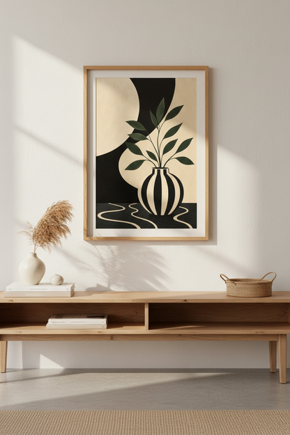 Minimalist Vase Wall Art Print | Living Room Decor | Neutral Aesthetic Poster