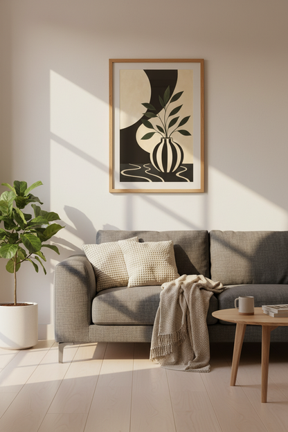 Minimalist Vase Wall Art Print | Living Room Decor | Neutral Aesthetic Poster