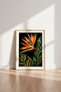 Bird of Paradise | Tropical Botanical Art, Dark Floral Living Room Decor