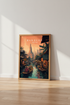 Bangkok Thailand Wall Art Print | Floating Market Sunset | Vintage Travel Poster