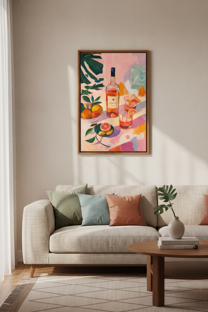 Aperitivo Rosato Still Life | Pink &amp; Orange Pastel, Kitchen Bar Cart Decor