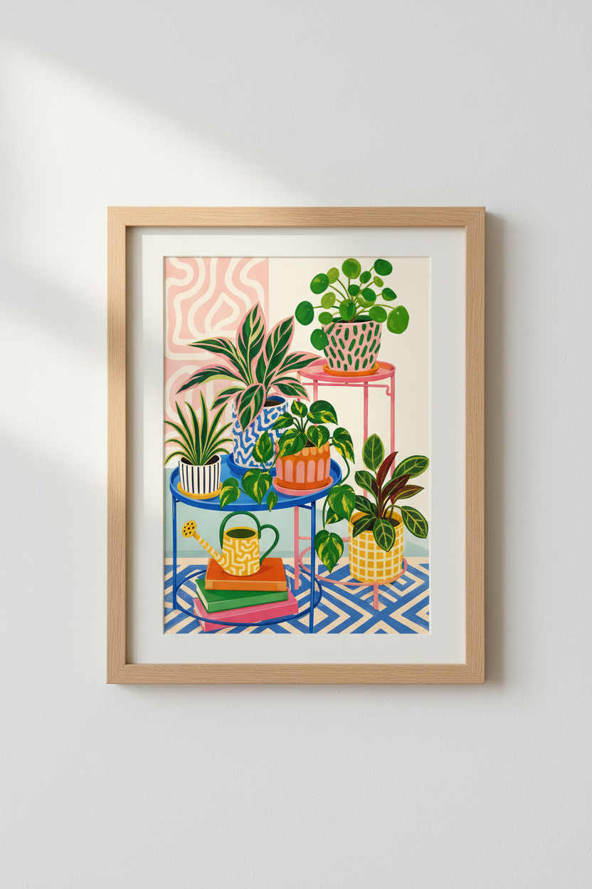 Colorful Plant Wall Art Print | Vibrant Botanical Decor, Maximalist Aesthetic Poster