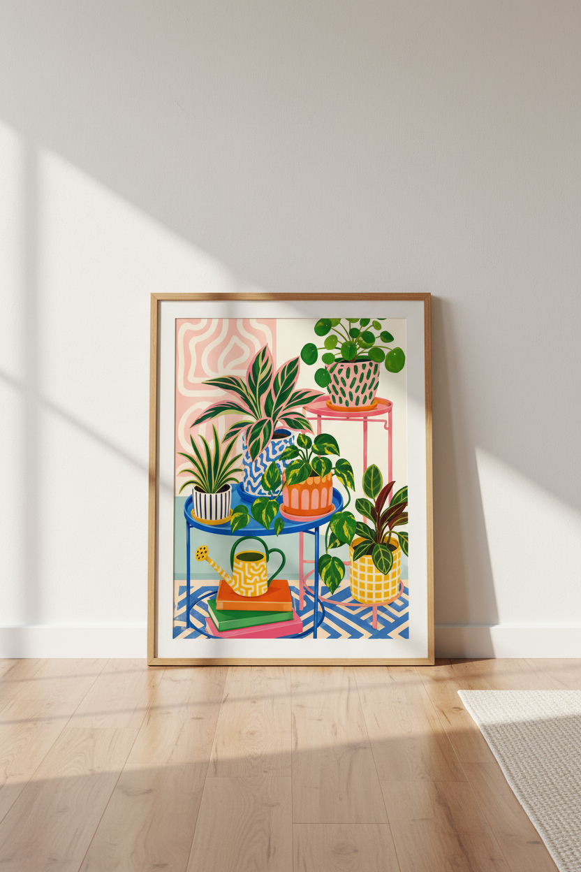 Colorful Plant Wall Art Print | Vibrant Botanical Decor, Maximalist Aesthetic Poster