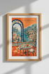 Positano Italy Wall Art | Amalfi Coast Travel Poster, Mediterranean Home Decor
