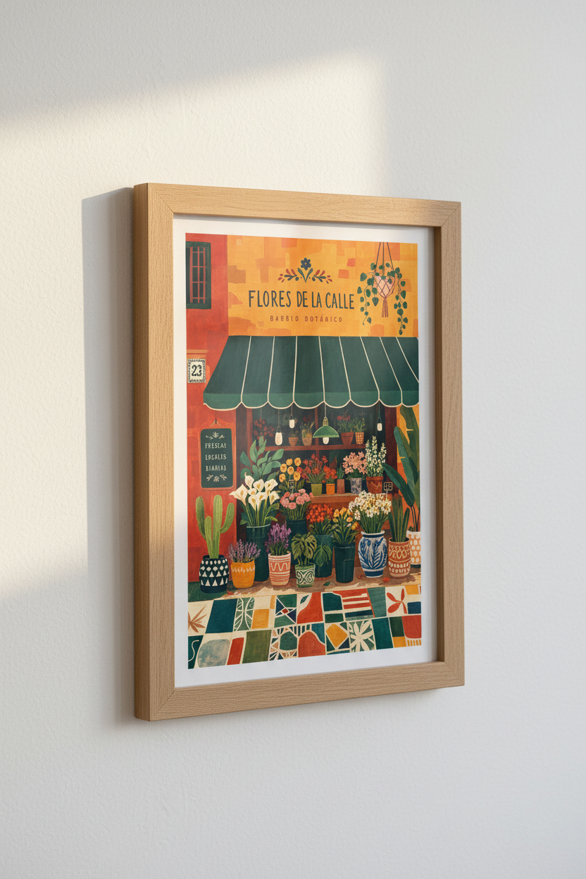 Spanish Flower Market Print | Botanical Wall Art Shop Decor | Colorful Folk Poster