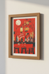 Japanese Sake Bar Wall Art | Red Asian Lounge Decor | Mid Century Modern Poster