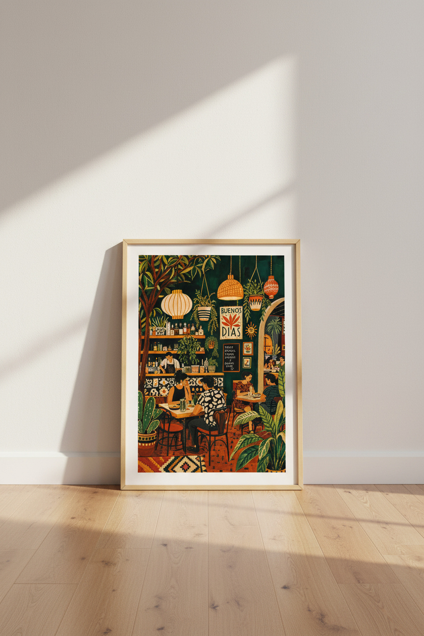 Mexican Restaurant Wall Art | Vibrant Bistro Decor | Colorful Folk Art Poster
