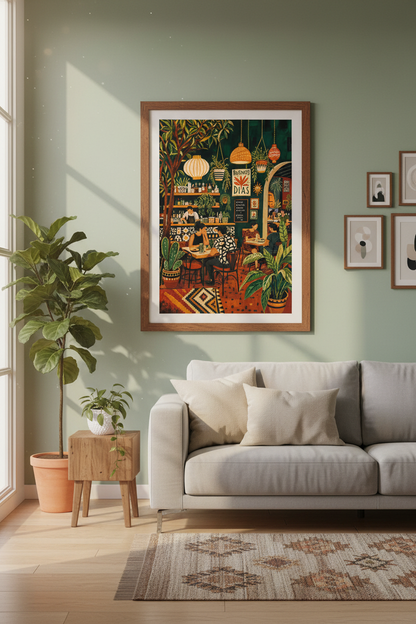 Mexican Restaurant Wall Art | Vibrant Bistro Decor | Colorful Folk Art Poster