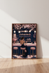 Evening Cocktail Bar Wall Art | Navy & Pink Aesthetic, Preppy Room Decor
