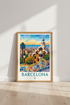Barcelona Park Guell Wall Art | Spain Travel Poster, Mosaic Architecture Decor