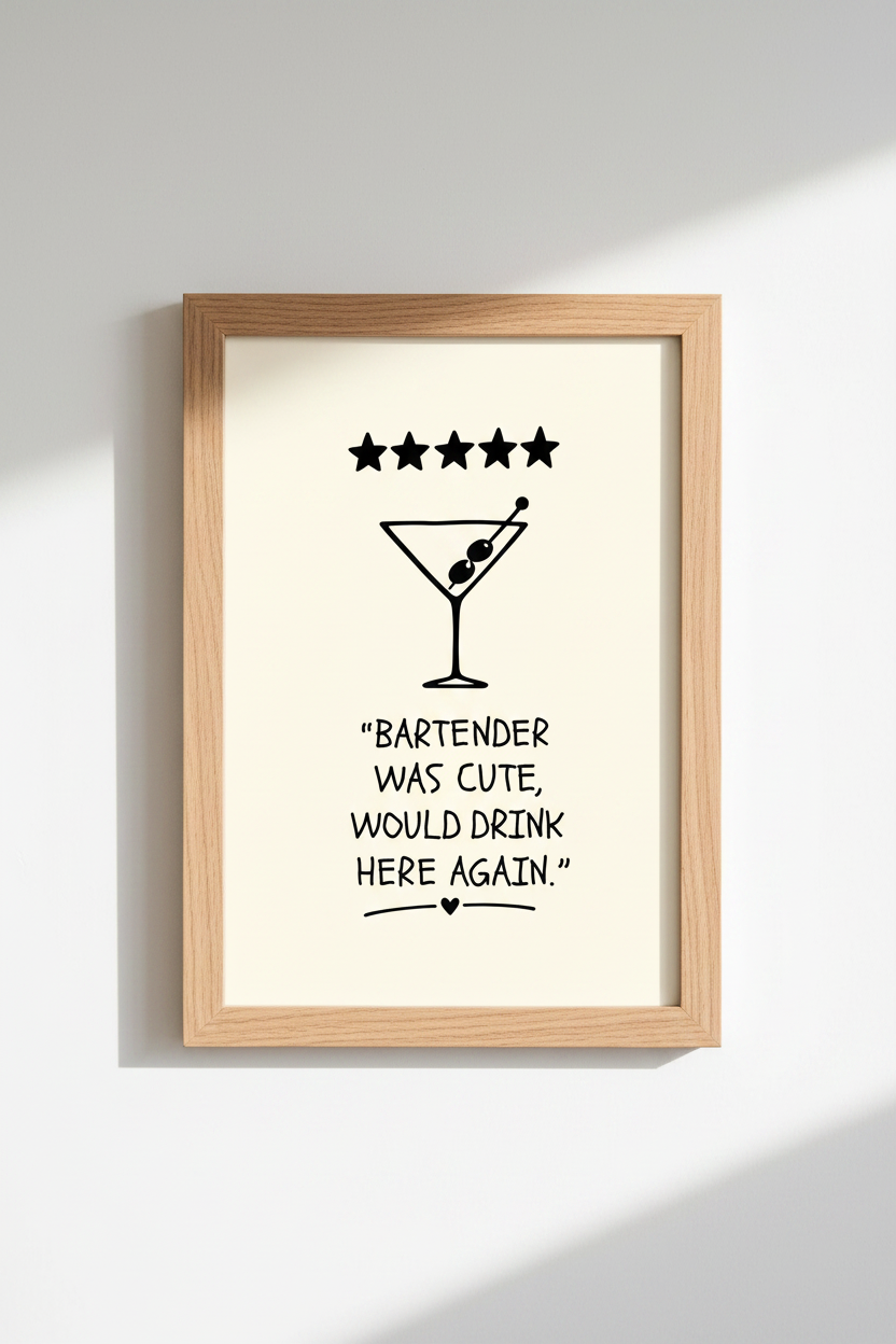 Funny Bar Wall Art Print | Martini Cocktail Decor | Minimalist Poster