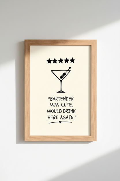 Funny Bar Wall Art Print | Martini Cocktail Decor | Minimalist Poster