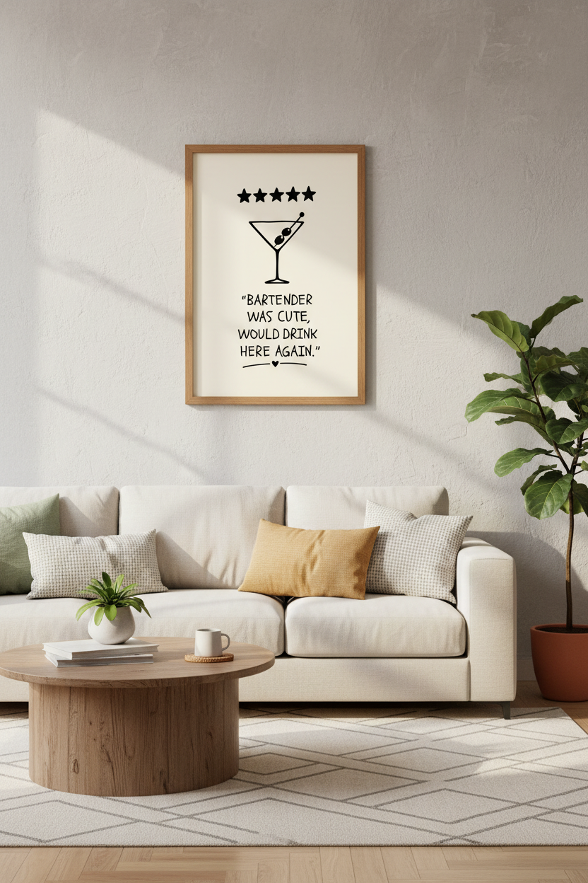 Funny Bar Wall Art Print | Martini Cocktail Decor | Minimalist Poster