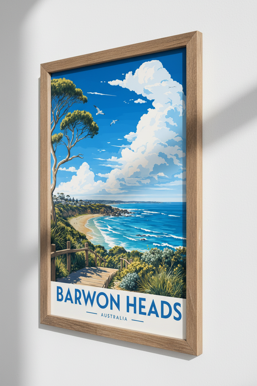 Barwon Heads Australia Travel Poster | Coastal Beach Wall Art, Modern Home Decor
