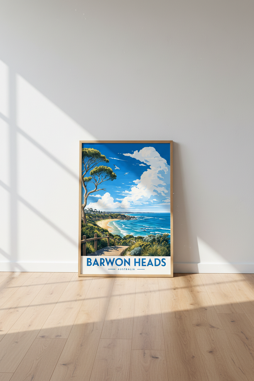 Barwon Heads Australia Travel Poster | Coastal Beach Wall Art, Modern Home Decor