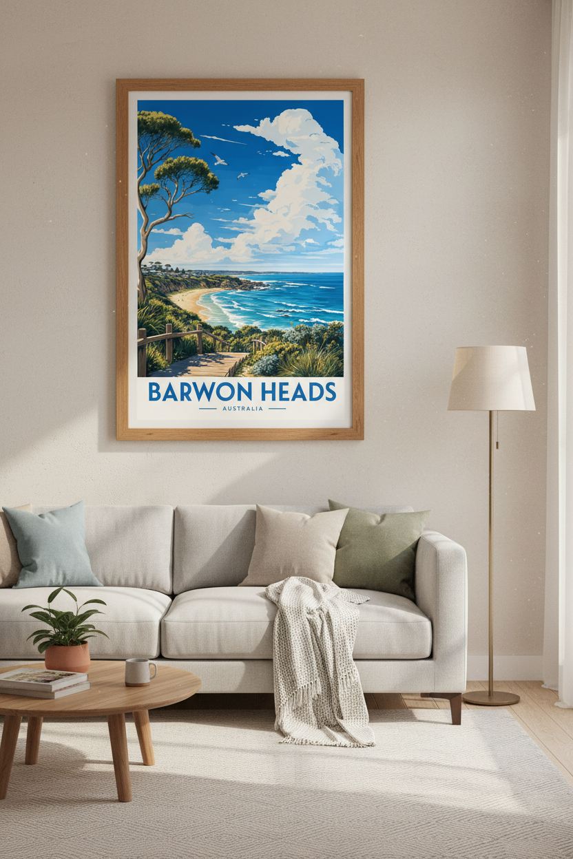 Barwon Heads Australia Travel Poster | Coastal Beach Wall Art, Modern Home Decor