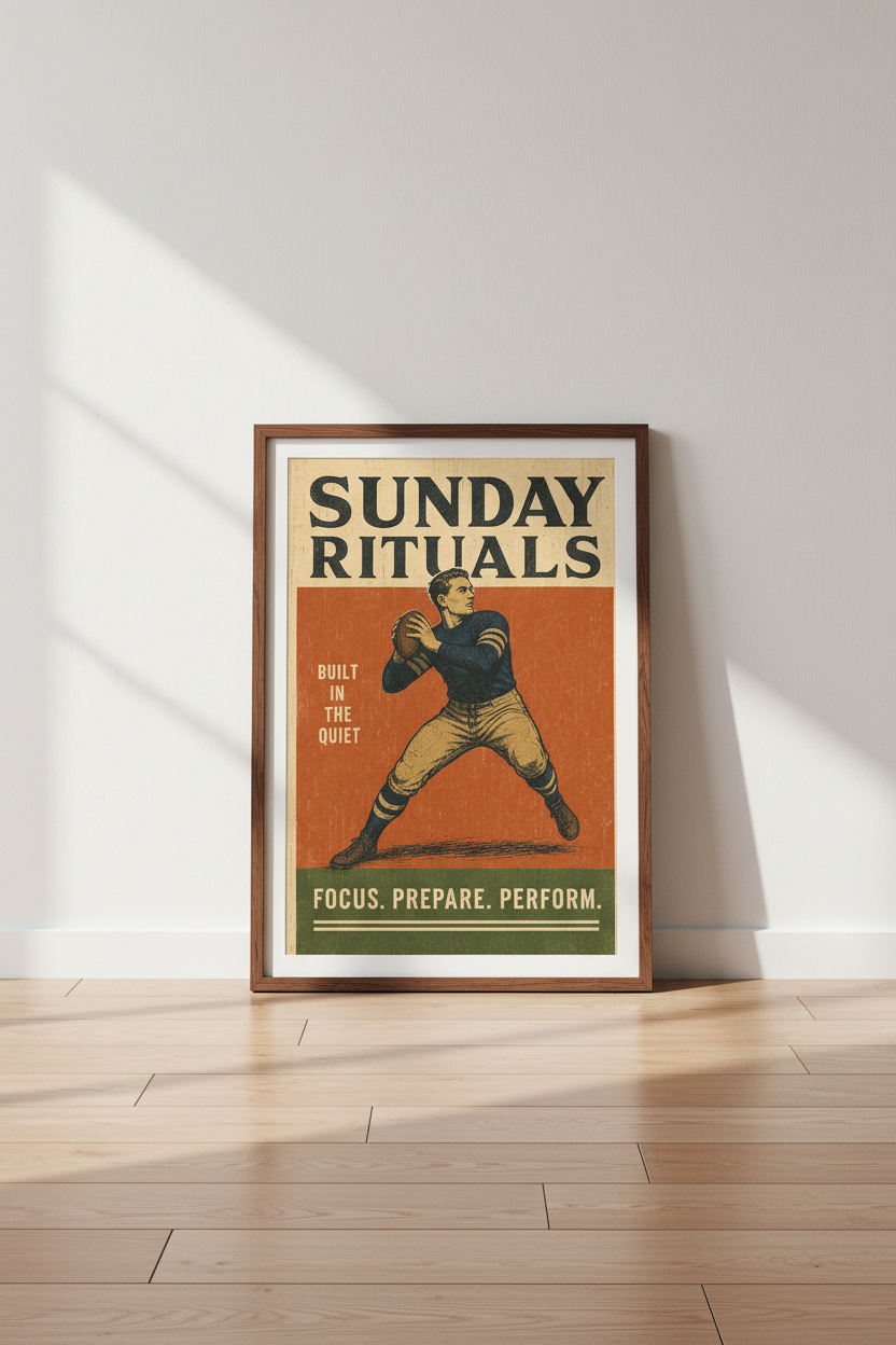 Sunday Rituals Football Wall Art | Vintage Sports Decor, Man Cave Poster