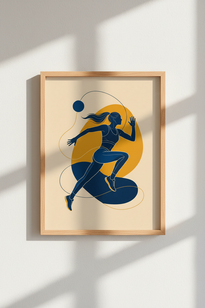 Female Runner Art Print | Modern Sports Poster, Home Gym Decor | Minimalist Athlete Art