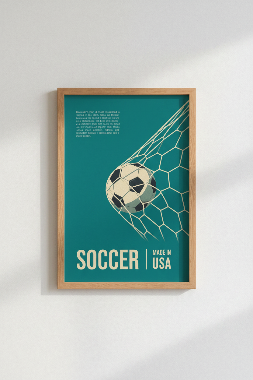 Soccer Wall Art Print | Living Room Decor | Teal Retro Poster