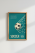 Soccer Wall Art Print | Living Room Decor | Teal Retro Poster