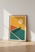 Abstract Tennis Court Wall Art | Retro Minimalist Sport Poster, Living Room Decor