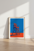 Modern Lifeguard Chair Art | Bold Orange & Blue Coastal Decor | Minimalist Poster