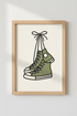 Green Sneakers Wall Art | Minimalist Canvas Shoe Poster, Dorm Room Decor