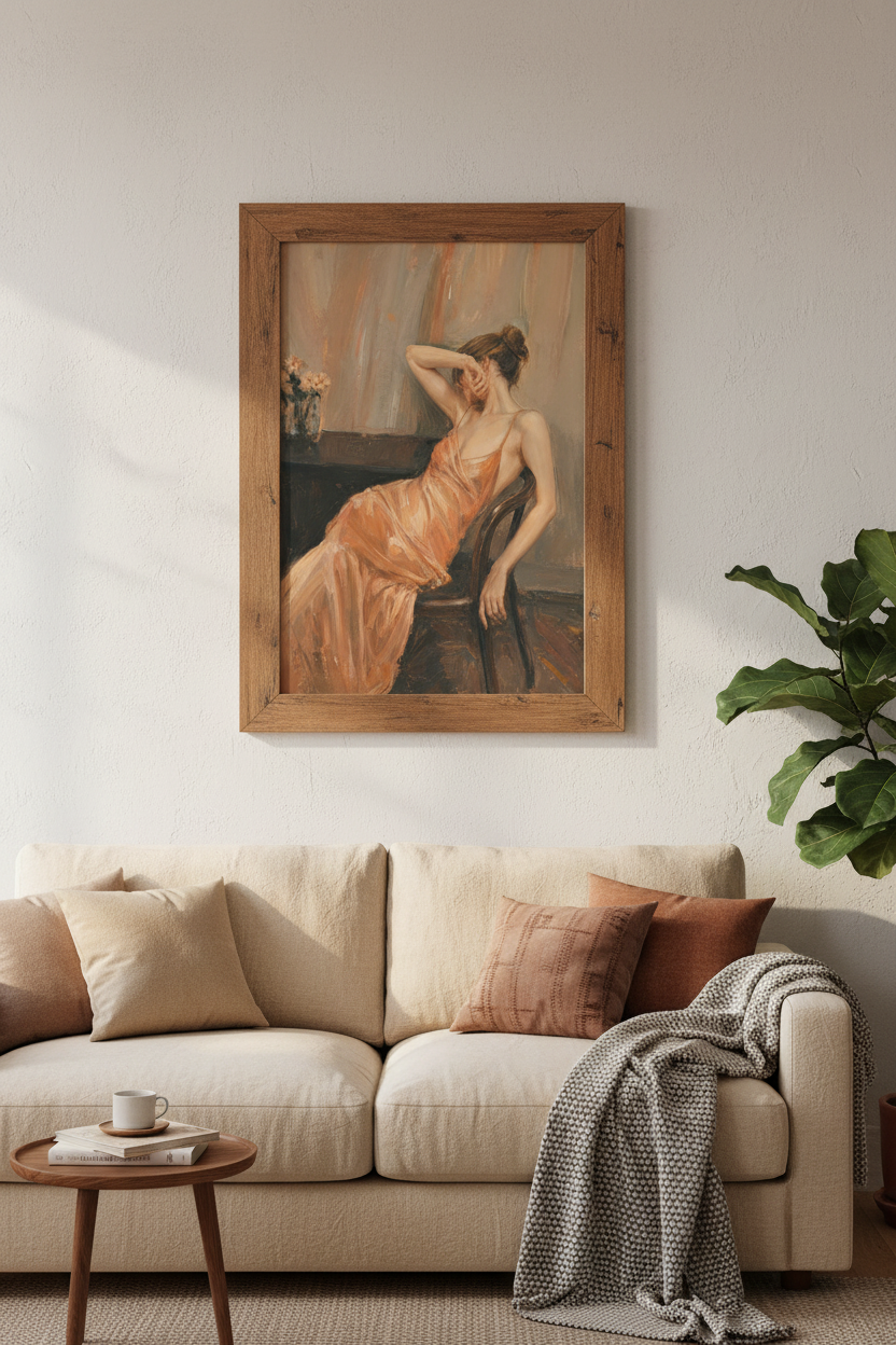 Impressionist Woman In Silk Dress Oil Painting | Bedroom Decor | Vintage Aesthetic Poster