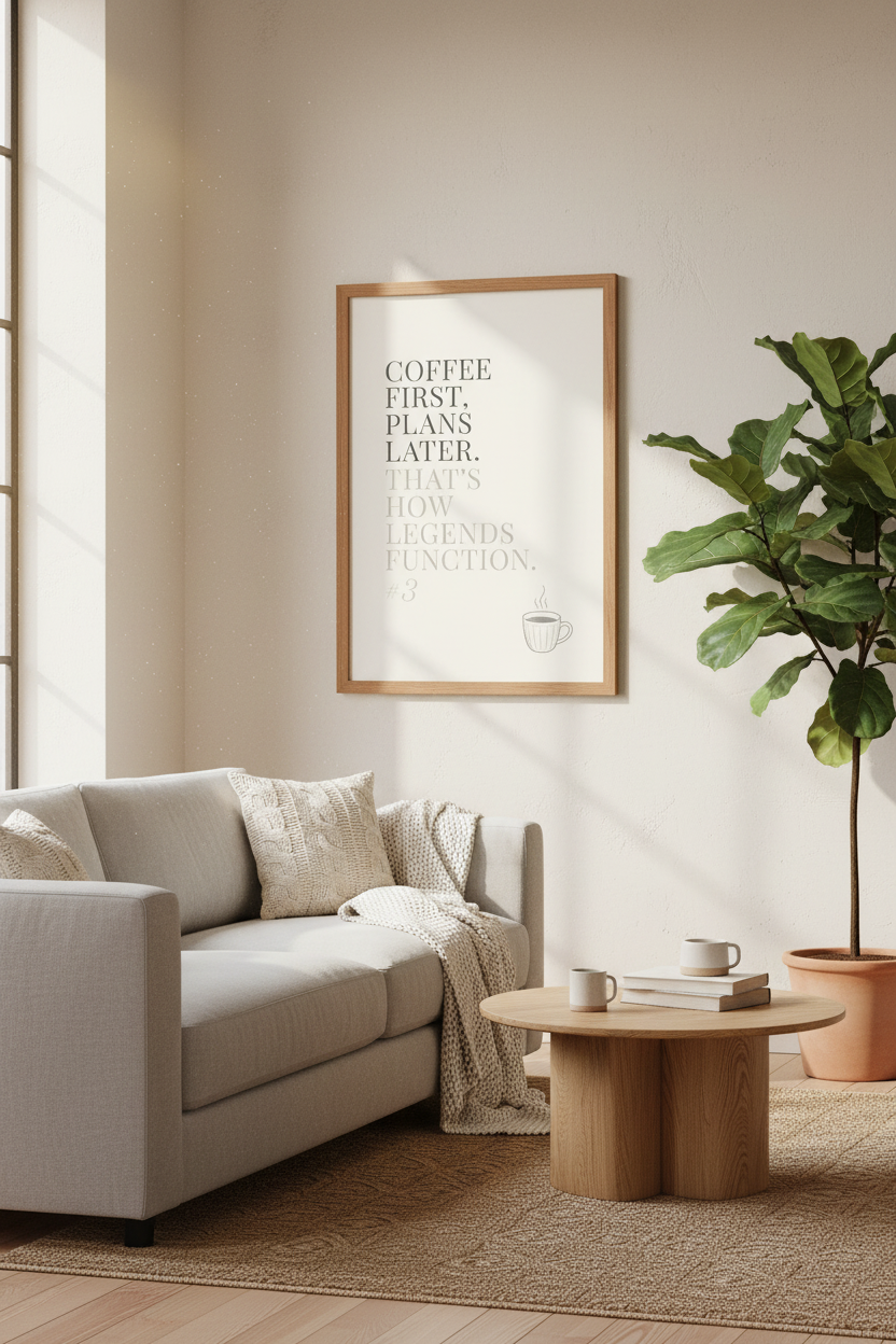 Coffee First Plans Later Wall Art Print | Kitchen Decor | Minimalist Poster