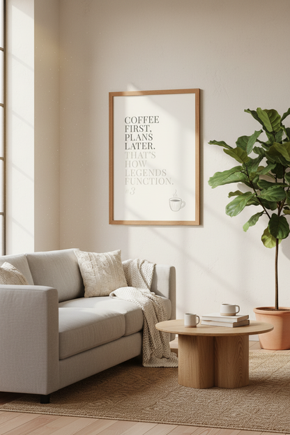 Coffee First Plans Later Wall Art Print | Kitchen Decor | Minimalist Poster