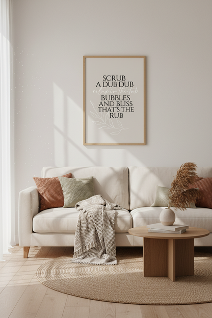Scrub A Dub Dub Poster | Modern Bathroom Wall Art | Neutral Spa Decor Print