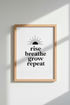 Rise Breathe Grow Wall Art | Minimalist Black & White Poster | Home Office Decor