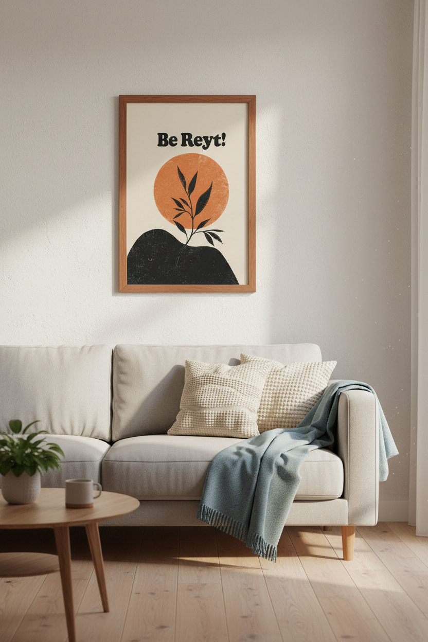 Be Reyt Yorkshire Slang Wall Art | Terracotta Boho Decor | Minimalist Poster
