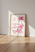 Minimalist Pink Palm Beach Art | Coastal Poolside Sketch, Preppy Decor