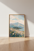 Mountain Landscape Art | Pastel Floral Nature Print, Living Room Decor