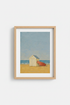 Beach Hut Wall Art | Coastal Impressionist Bluish Sky | Living Room Decor