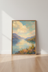 Mountain Lake Landscape | Impressionist Pastel Painting, Living Room Decor