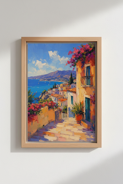 Coastal Italy Wall Art Print | Mediterranean Landscape Poster, Vibrant Seaside Decor