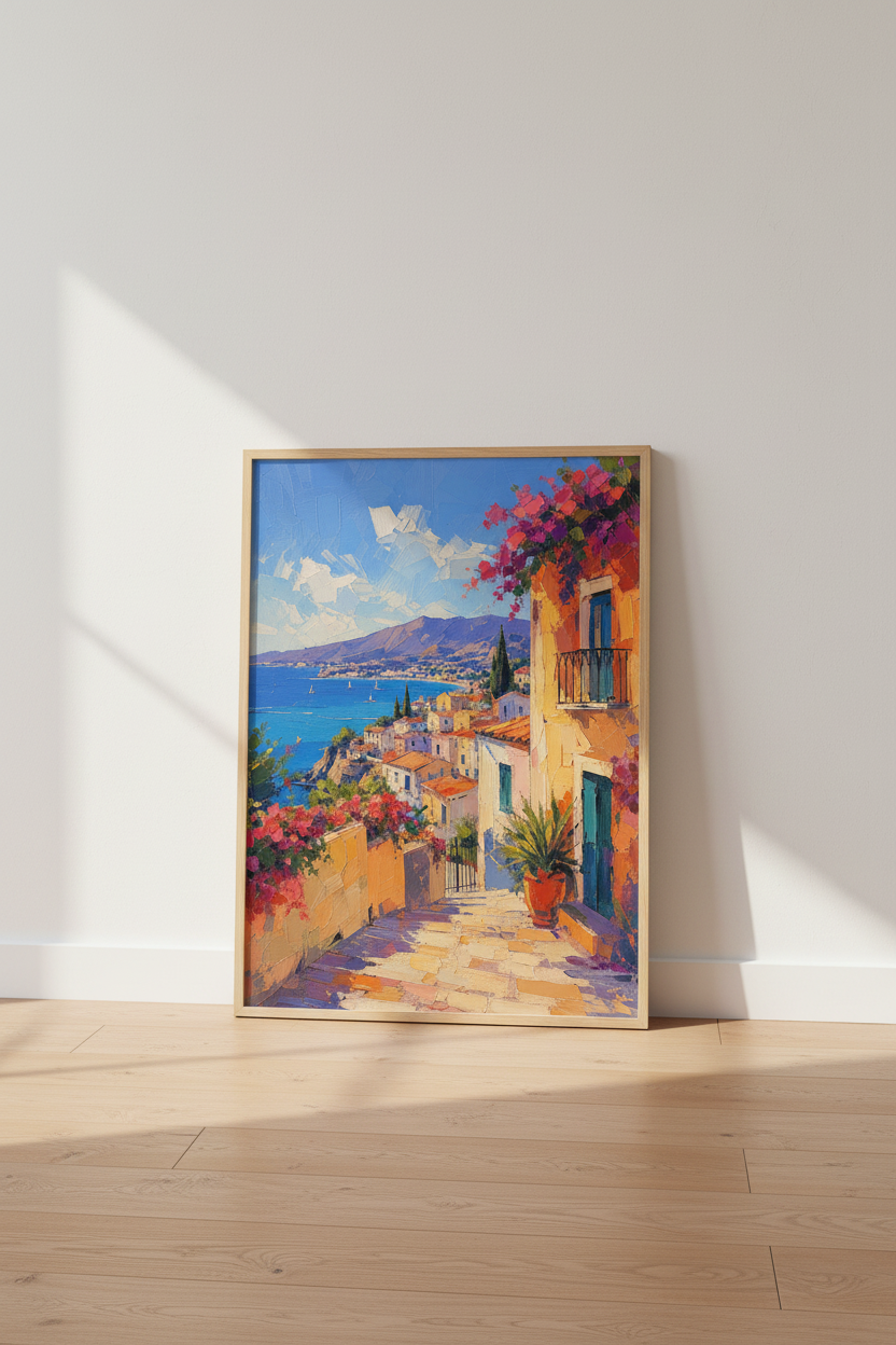 Coastal Italy Wall Art Print | Mediterranean Landscape Poster, Vibrant Seaside Decor