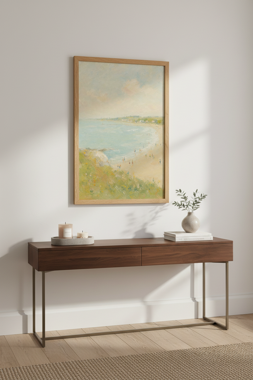 Coastal wall art print | Pastel seascape, living room decor