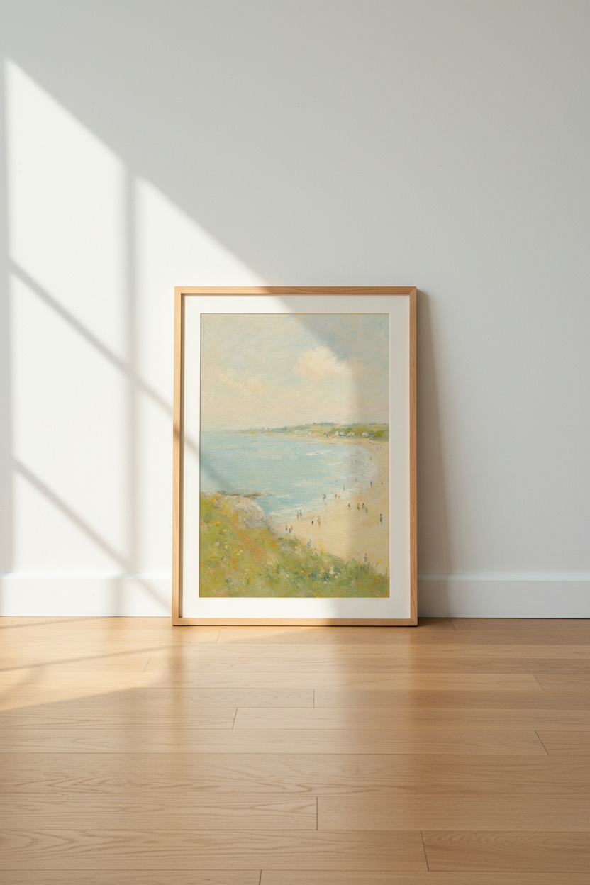 Coastal wall art print | Pastel seascape, living room decor