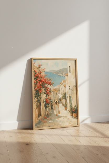Coastal Italian Landscape Wall Art Print | Mediterranean Decor, Impressionist Poster