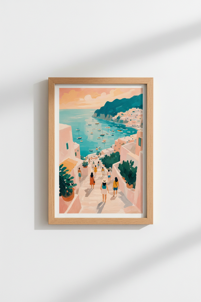 Coastal Italian Wall Art Print | Mediterranean Decor | Amalfi Coast Poster