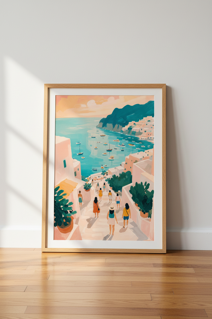 Coastal Italian Wall Art Print | Mediterranean Decor | Amalfi Coast Poster