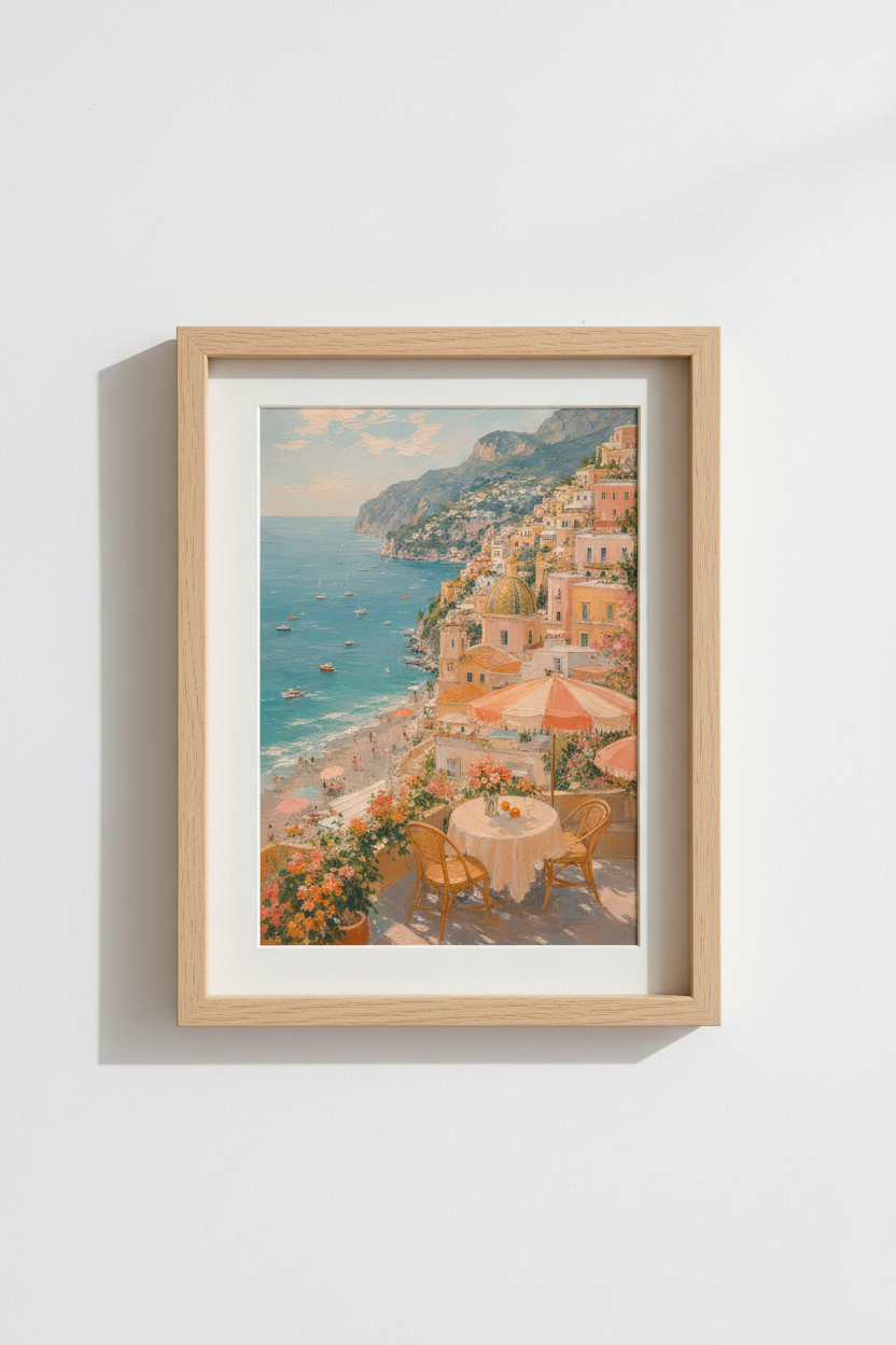 Amalfi Coast Print | Italian Coastal Wall Art | Mediterranean Poster