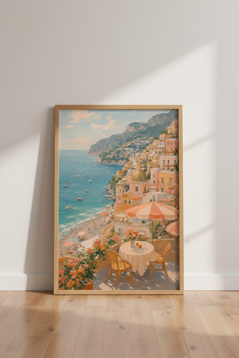 Amalfi Coast Print | Italian Coastal Wall Art | Mediterranean Poster